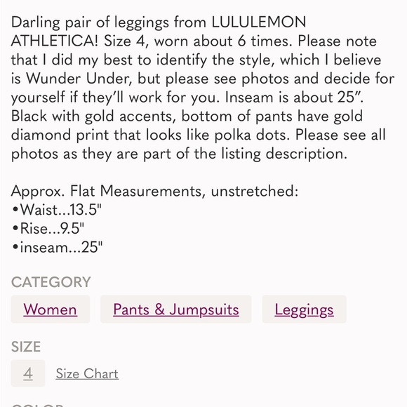 EUC Lululemon polka dot wunder under gold dot accents‼️must bundle no discount‼️ - Picture 9 of 9